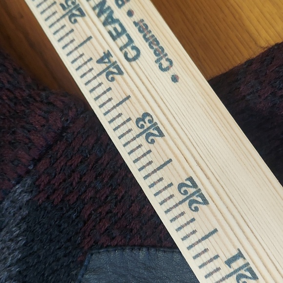 City Streets Mens Cardigan  Sweater Sz L Boxy Leather Knit Grunge 80's Vintage - Picture 9 of 10